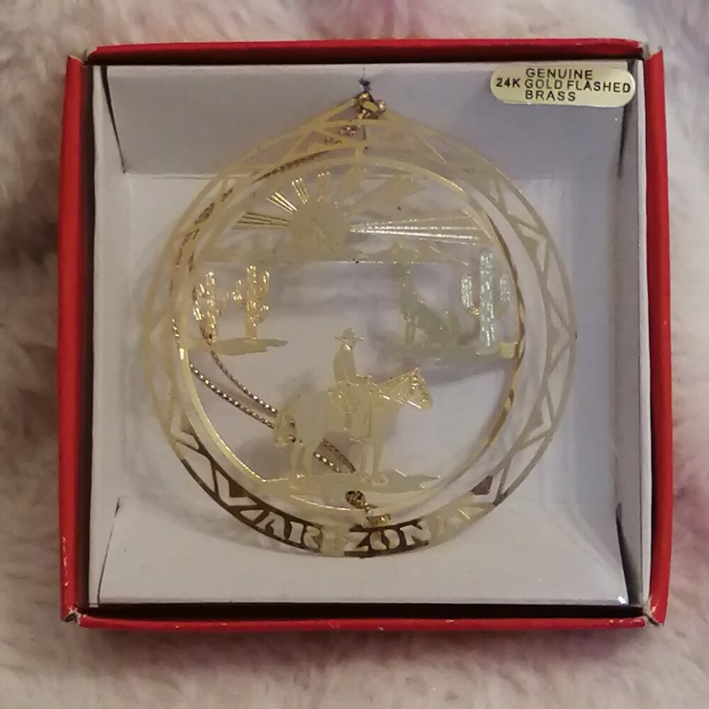 Collectible Gold Plated Brass Souvenir Ornament-- Arizona